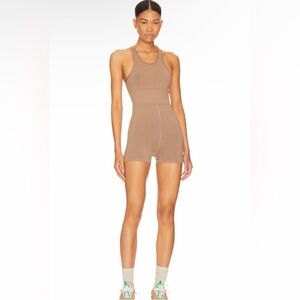 Free People FP Movement Every Single Time Runsie in the Moonrock tan color